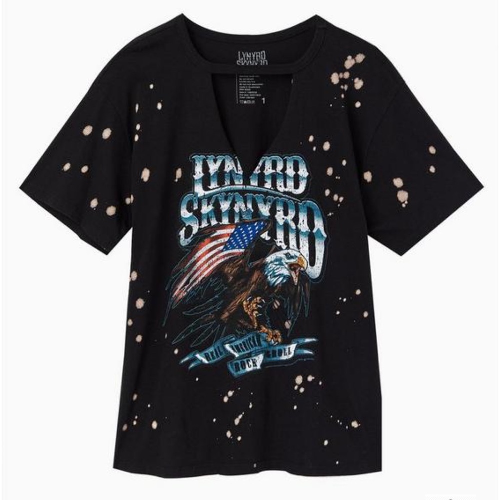 Lynyrd Skynyrd Black Bleach Splatter Choker Tee